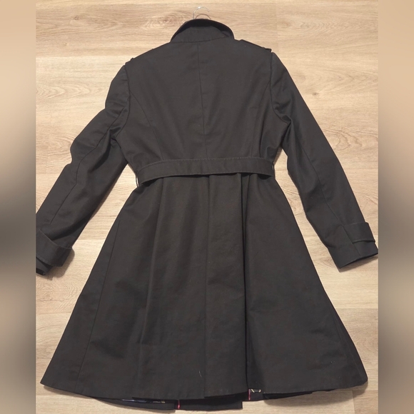 Ted Baker Flared Skirt Trench Coat Classic Black Trench Coat Size 5 - Picture 3 of 8